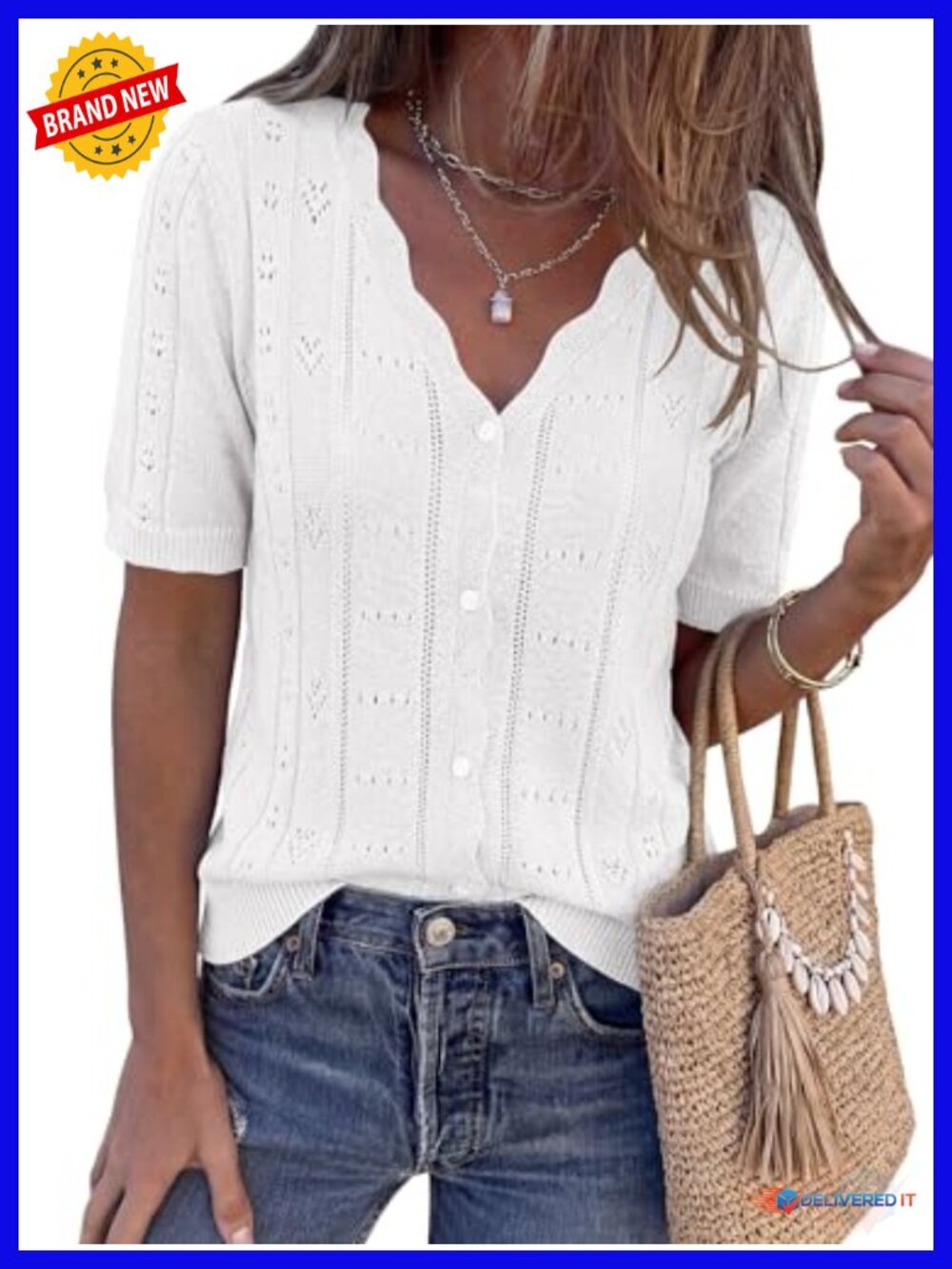 Women's Short Sleeve Crochet Knit Cardigan Lightweight Boho Summer Cover Up